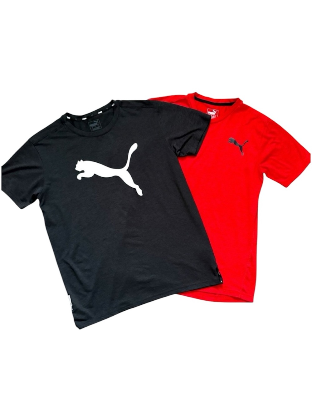Puma Men’s Black & Red Performance Sport Short Sleeve Tops 2 Pc Set Size Small